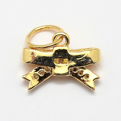 CZ Brass Micro Pave Cubic Zirconia Bowknot Bow Charms ZIRC-L018-14-1