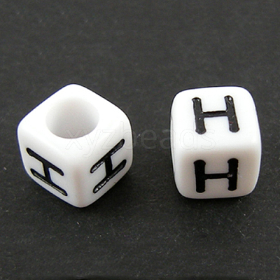Letter Acrylic European Large Hole Beads OPDL-R050-10mm-H-1