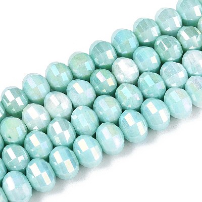 Anti-Tarnish Electroplate Glass Beads Strands GLAA-T025-8mm-19G-1