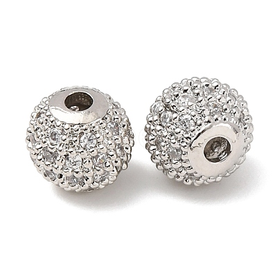 Round Brass Micro Pave Cubic Zirconia Beads ZIRC-N016-01P-8mm-1