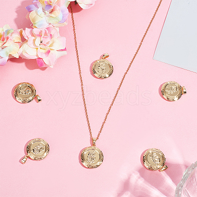 6Pcs Brass Locket Pendants KK-BBC0015-49-1