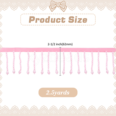 2.5 Yards Plastic Beads & Polyester Lace Ribbon SRIB-HY0001-16-1