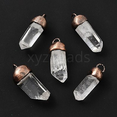 Natural Quartz Crystal Pointed Pendants KK-F836-04R-1