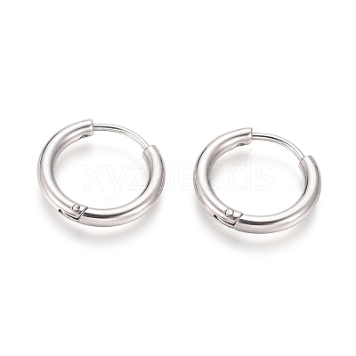 Tarnish Resistant 304 Stainless Steel Huggie Hoop Earrings LS-EJEW-F111B-17mm-P-1
