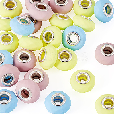 30Pcs Spray Painted Faceted Resin European Beads RESI-TADJ0001-05B-1