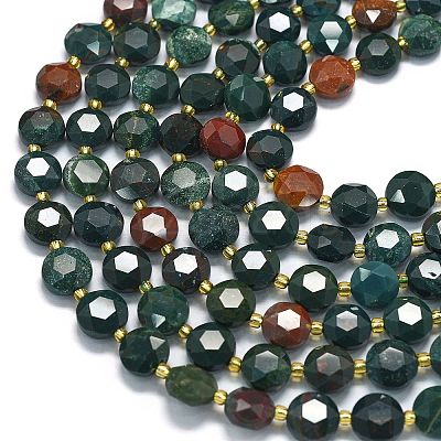 Natural Bloodstone/Heliotrope Stone Beads Strands G-C116-A143-01-1