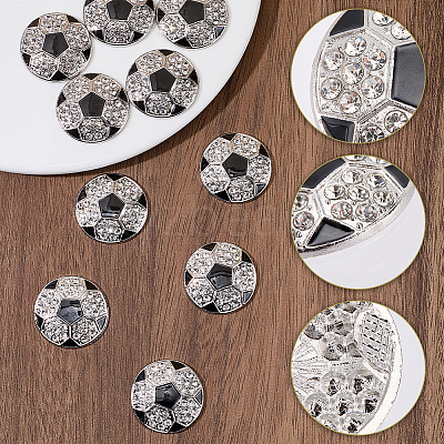 10Pcs Sports Balls Alloy Rhinestone Cabochons FIND-SC0023-42-1