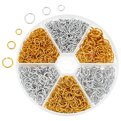 1260pcs 6 Styles Aluminum Wire Open Jump Rings ALUM-WR0001-02-1