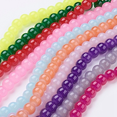 Imitation Jade Glass Beads Strands DGLA-S076-8mm-M-1