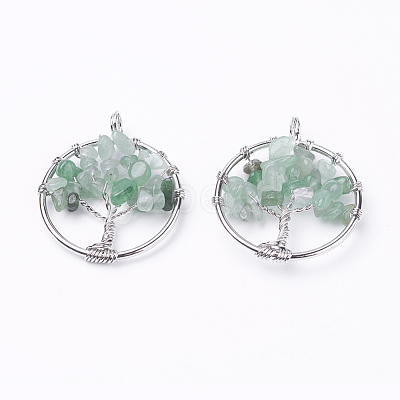 Natural Green Aventurine Pendants G-E419-12P-1