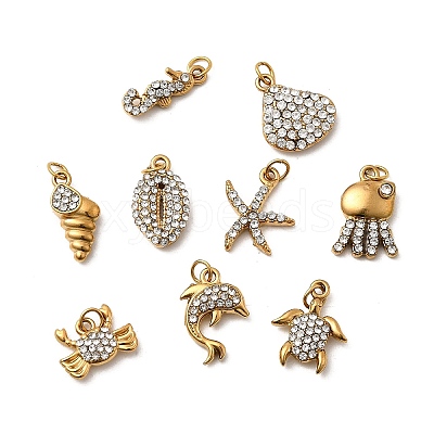 304 Stainless Steel Rhinestone Pendants STAS-B097-06G-1