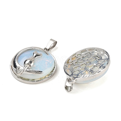 Opalite Flat Round Pendants FIND-A043-11P-1