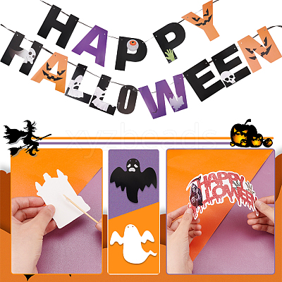Halloween Decoration Paper Flag Banners DIY-WH0453-12B-1