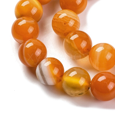 Natural Striped Agate/Banded Agate Beads Strands G-H037-A02-01-1
