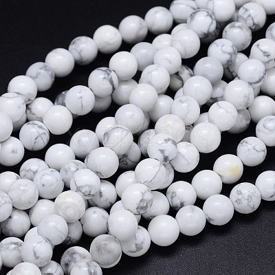 Round Natural Howlite Bead Strands G-F222-14-10mm-1