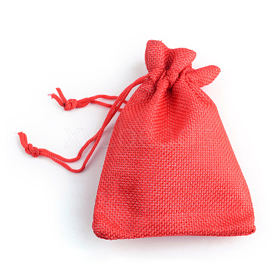 Polyester Imitation Burlap Packing Pouches Drawstring Bags ABAG-R005-17x23-18-1