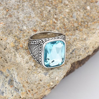 304 Stainless Steel with Cubic Zirconia Finger Rings for Men FS-WG67565-54-1
