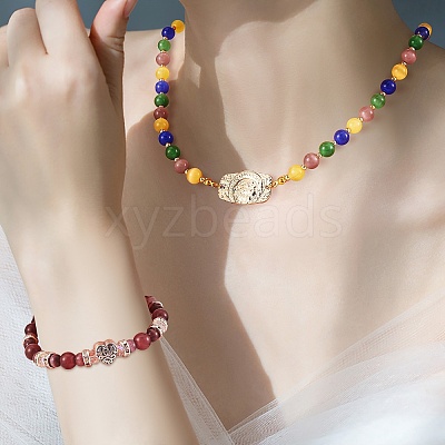 DIY Round Cat Eye Beads Bracelet Making Kit DIY-SZ0006-56D-1