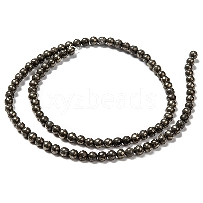 Natural Pyrite Beads Strands X-G-L031-4mm-01-1
