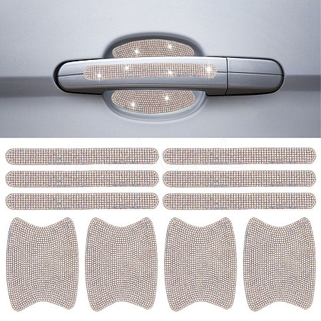 Gorgecraft 10Pcs 2 Style Car Door Handle Bling Rhinestones Stickers AJEW-GF0007-36-1