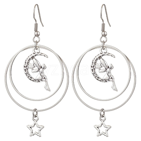 Alloy Moon Dangle Earrings EJEW-JE06162-1