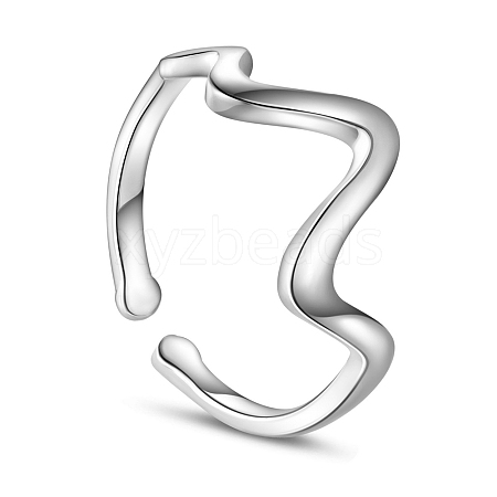 SHEGRACE Rhodium Plated 925 Sterling Silver Cuff Rings JR542B-1