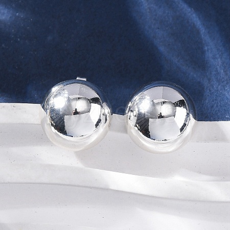 Half Round 304 Stainless Steel Stud Earrings EJEW-A125-80C-S-1