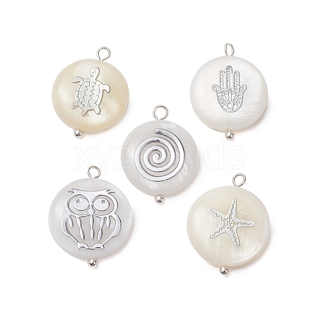 Natural Freshwater Shell Pendants PALLOY-JF02702-1