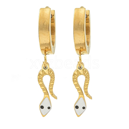 Snake Ion Plating(IP) 304 Stainless Steel Dangle Earrings EJEW-G400-47G-01-1