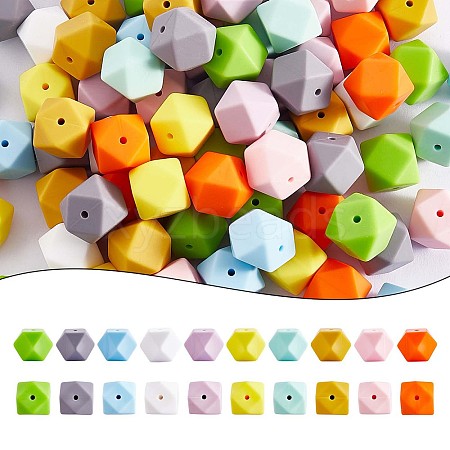 100Pcs Silicone Beads Mixed Color Hexagonal Silicone Beads Bulk Spacer Beads Silicone Bead Kit for Bracelet Necklace Keychain Jewelry Making JX307A-1