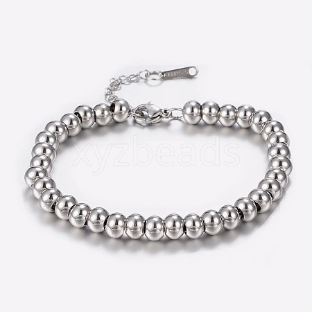 Tarnish Resistant 304 Stainless Steel Bracelets with 201 Stainless Round Beads BJEW-I238-12P-1