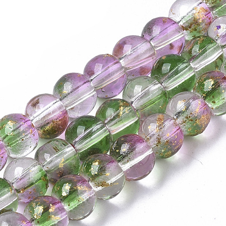 Transparent Spray Painted Glass Bead Strands GLAA-N035-03A-B01-1