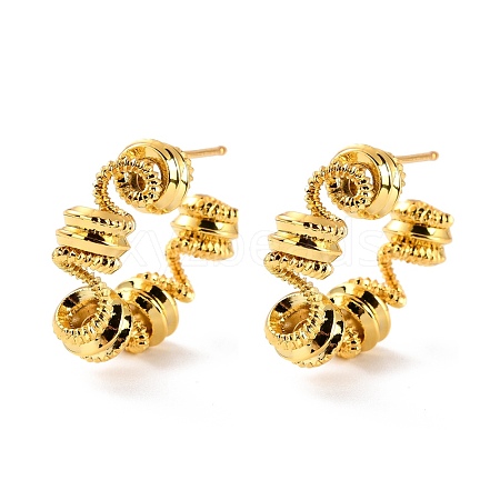 Twist C-shape Stud Earrings for Her EJEW-C002-21G-RS-1