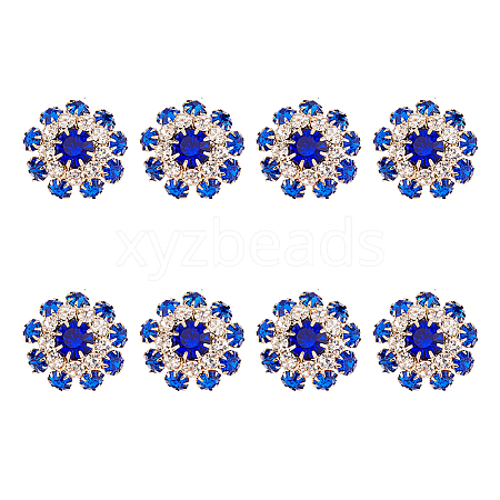 DICOSMETIC 8Pcs 1-Hole Golden Tone Alloy Rhinestone Shank Buttons BUTT-DC0001-08-1