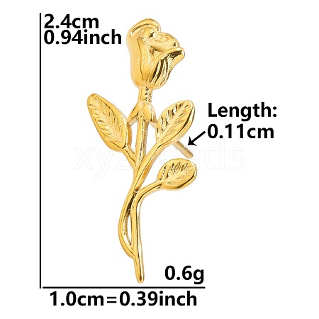 Fashion Leaf 304 Stainless Steel Stud Earrings for Women VG1798-2-1