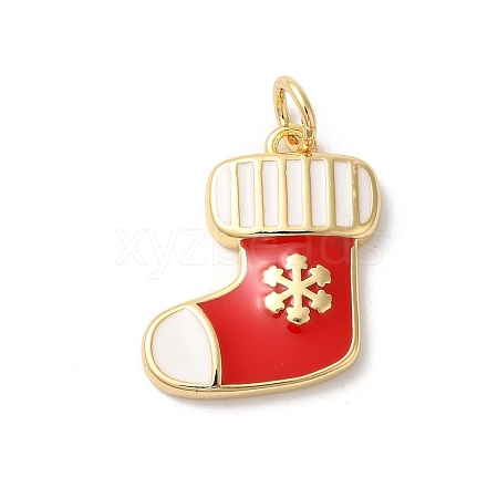 Christmas Rack Plating Brass Enamel Pendants KK-Z056-51G-1