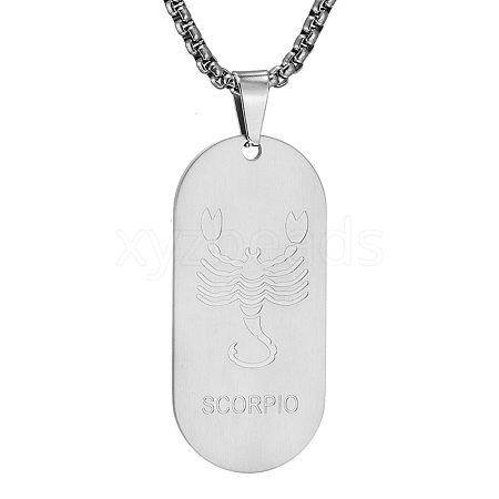 Stainless Ssteel Box Chain Oval with Constellation Pendant Necklaces for Men and Women PW-WG1F1EC-03-1