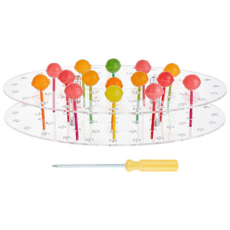 Oval Acrylic Lollipop Display Risers ODIS-WH0038-58-1
