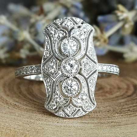 Retro Brass & Cubic Zirconia Finger Rings FS-WGF6FC6-01-1