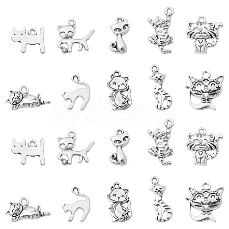 100Pcs 10 Styles Tibetan Style Alloy Charms TIBEP-CJ0003-17-1