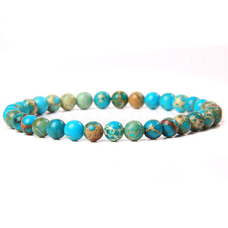 Natural Imperial Jasper Round Beaded Stretch Bracelet SF8562-19-1