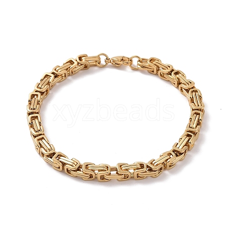 201 Stainless Steel Byzantine Chain Bracelets BJEW-R313-01G-1