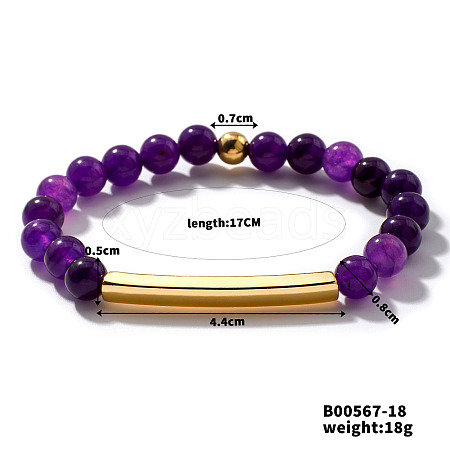 Natural Amethyst Stretch Bracelets CL6256-8-1