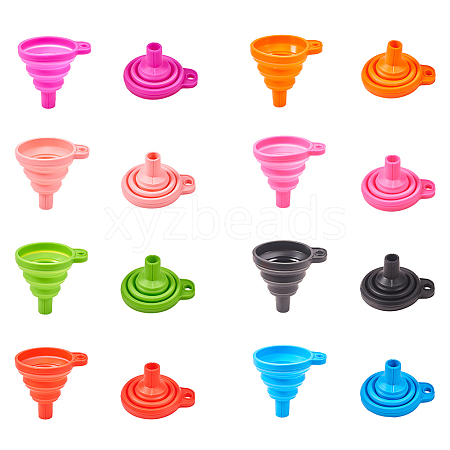 Portable Foldable Silicone Funnel Hopper AJEW-PH0017-49-1