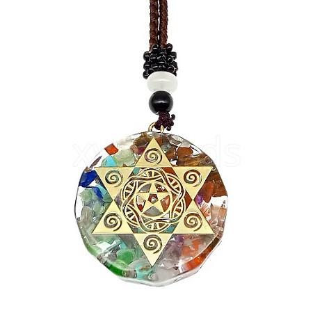 Orgonite Chakra Natural & Synthetic Mixed Stone Pendant Necklaces PZ4674-02-1