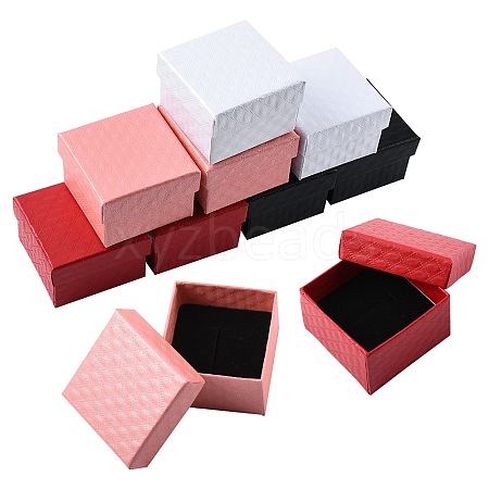 8Pcs 4 Colors Square Cardboard Ring Boxes CBOX-FS0001-08-1