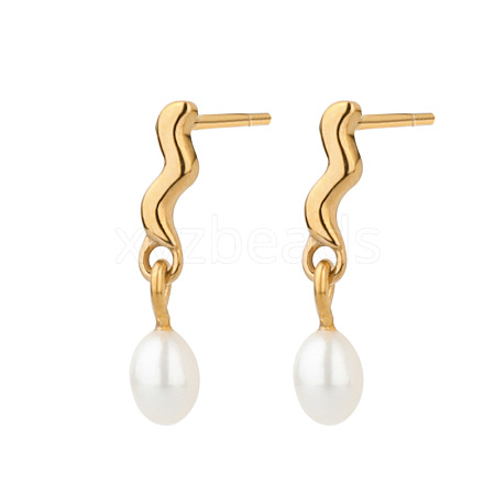 Stainless Steel with Pearl Stud Earrings for Women OJ6889-1-1