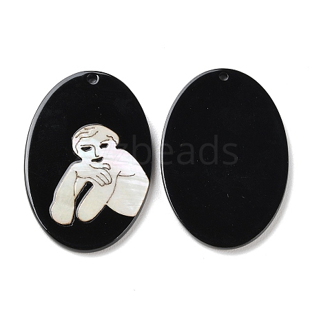 Opaque Smiling Human Pattern Acrylic Pendants BACR-D001-01E-1