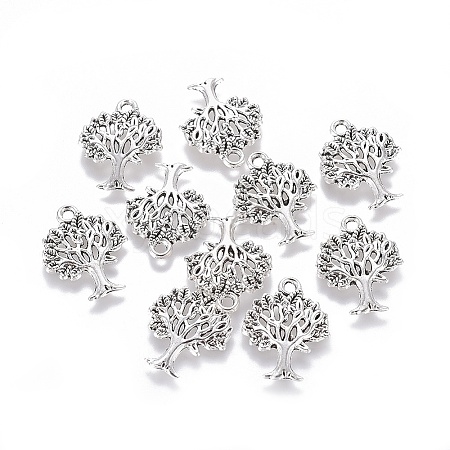 Tibetan Style Alloy Tree Pendants X-TIBEP-1401-AS-LF-1