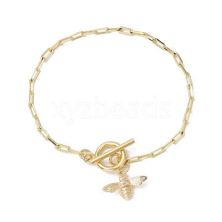 Brass Bee Charms Bracelets BJEW-JB10399-1